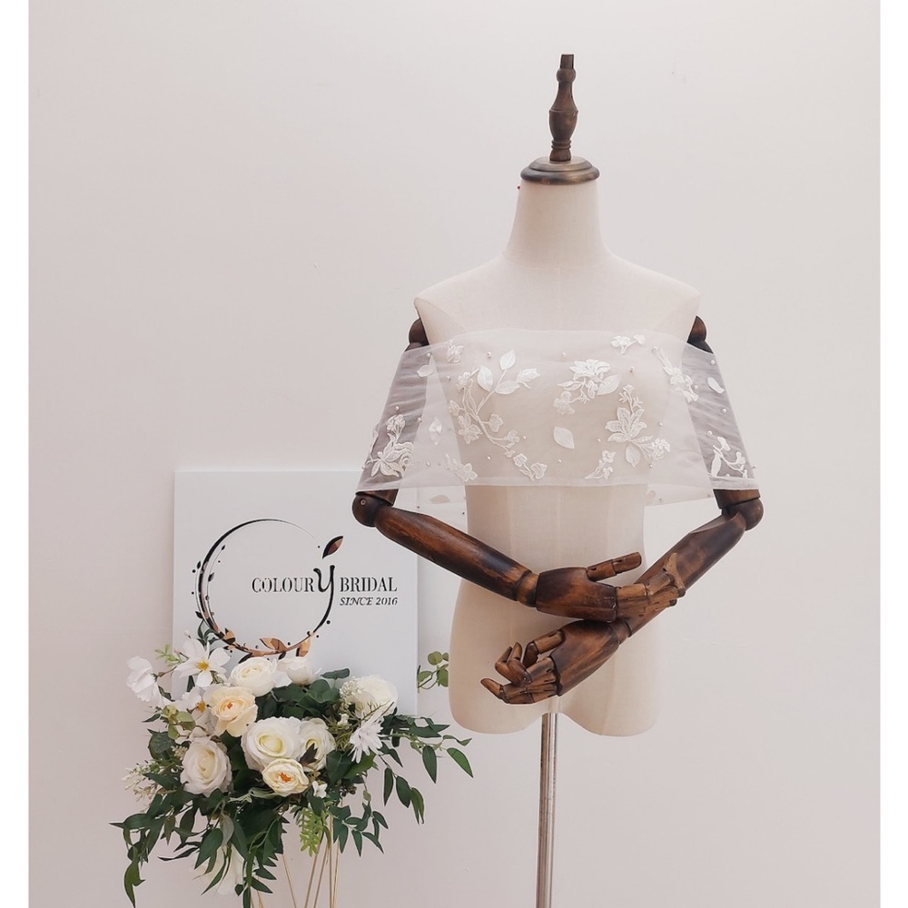 Colour Bridal Sheer Floral Capelet